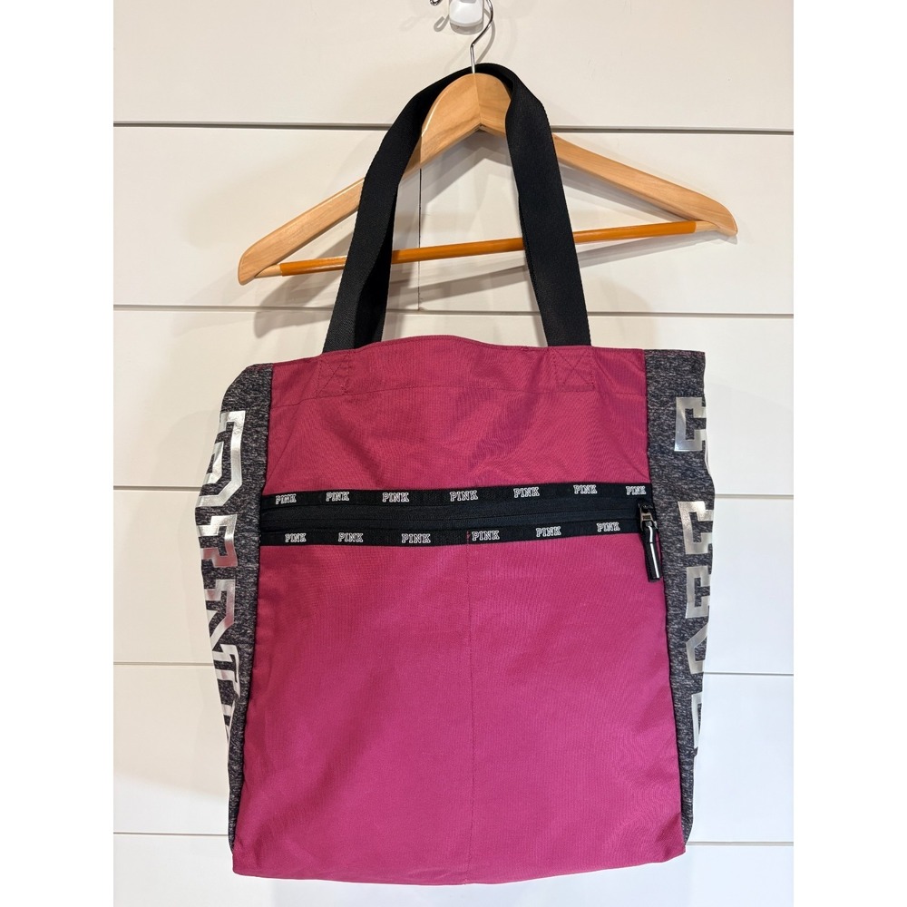 Victoria's Secret PINK‎ Duffle Bag Travel Carry Tote Case Maroon Black Bag 18"